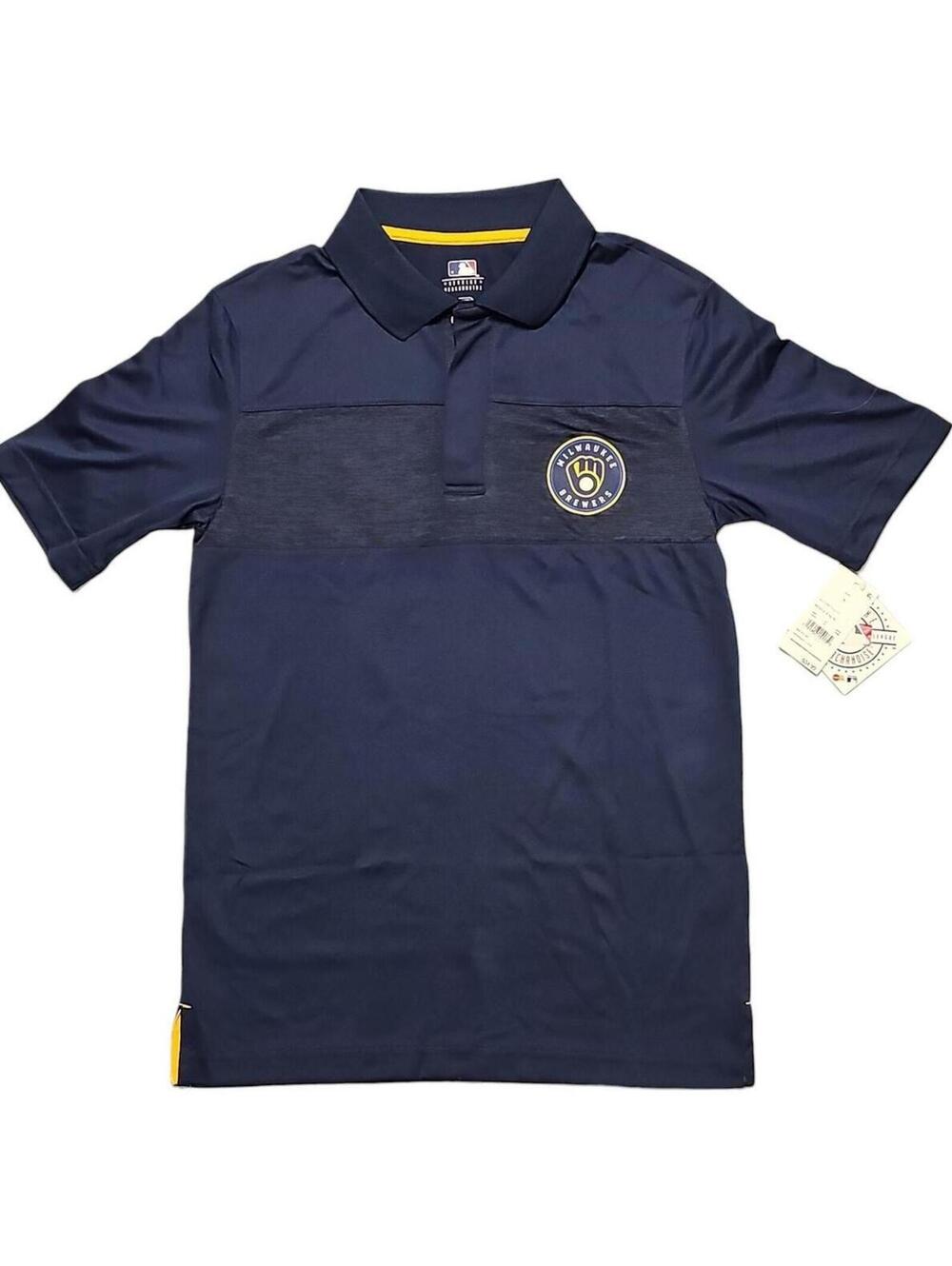 Milwaukee Brewers MLB Polo Men’s Small Navy Genuine Merchandise Shirt NWT